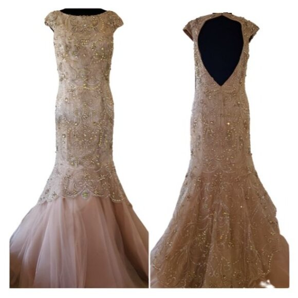 NWT Prom Dress Luxury Designer Wedding Evening Cocktail Party Beaded Runway Gown - Picture 9 of 16